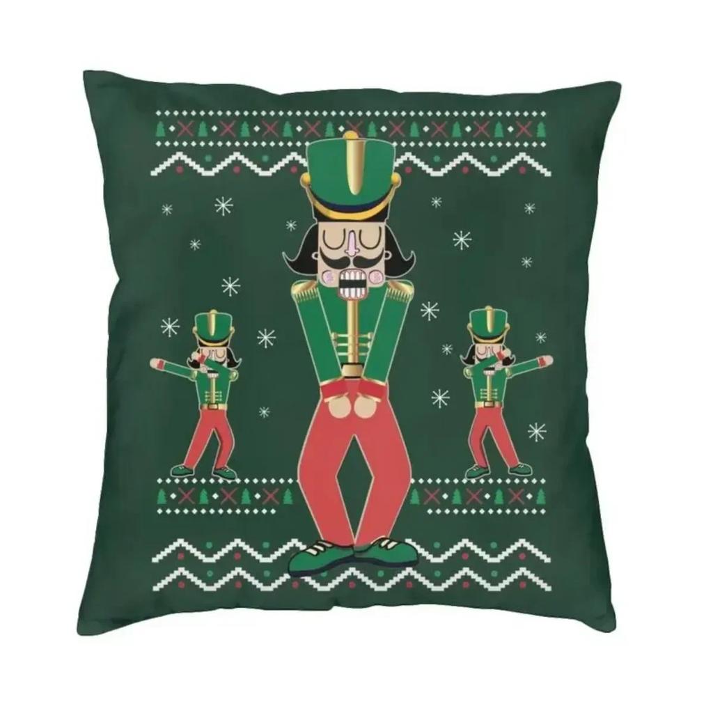 Nutcracker Soldier Toy Christmas Gift Cushion Cover Sofa Home Decorative Square Pillow Case 45x45cm