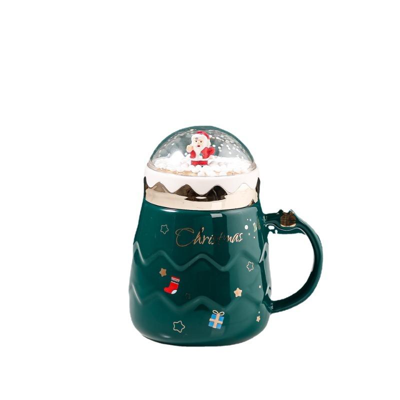 1pc 500ml Creative Christmas Cup High Beauty Ceramic Cup Mug Cartoon Water Cup with Cover Coffee Cup Gift Box Set