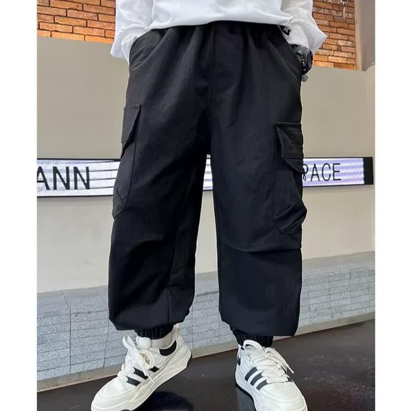 

Модные мальчиковые брюки карго - Повседневные, Свободного кроя, С плюшевой подкладкой для весны, осени, зимы 130