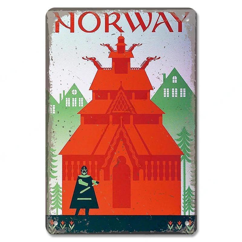 Famous City Landscape Posters Vintage Metal Signs Budapest Malta Sydney Tin Plate Retro Home Wall Art Decor Room Decoration