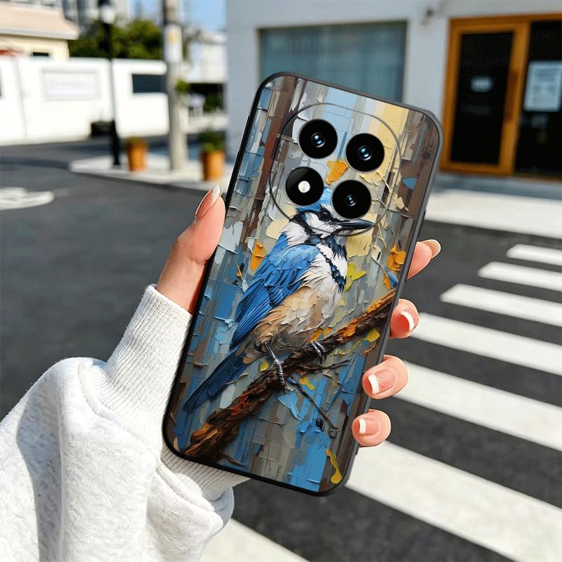 Bird Oil Painting Style Soft Phone Case for Xiaomi Redmi Note 12 13 14 15 Pro Plus 11 12S 11S 11T 10 4G Black Cover Back Shell