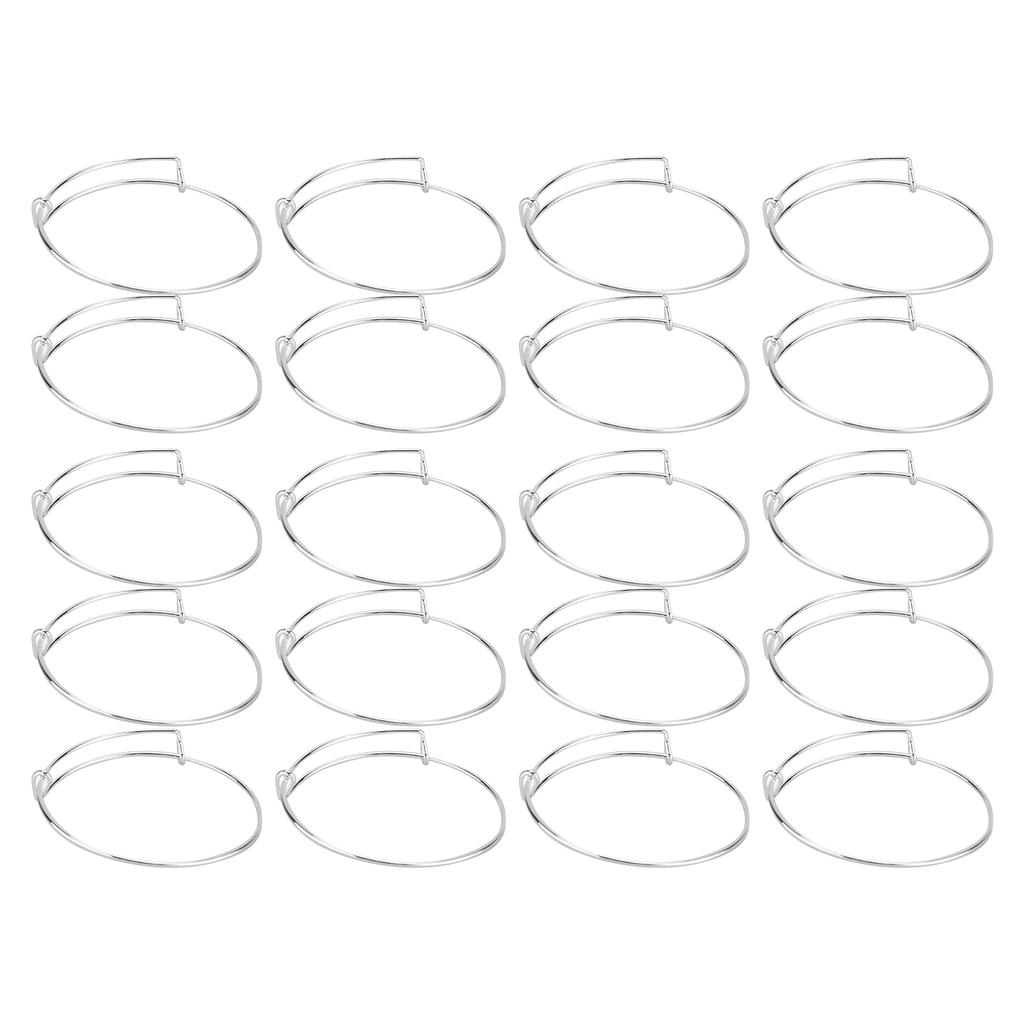 20PCS Stainless Steel AntiRust Expandable Bangle Adjustable DIY Handmade Silver Bracelet