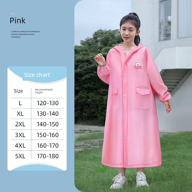 Children's Raincoat for Boys and Girls, Students, with a Special Section for School Bags, Long Full-Body Raincoat for Older Kids, Rainproof Against