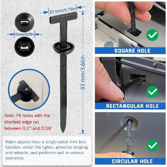 120Pcs Nylon Universal Cable Tie Buckle For Car, Automotive Zipper Clips, Plastic Rivet Grip Zip Ties, Push Pin Clip Auto Body Parts Trim, For Car