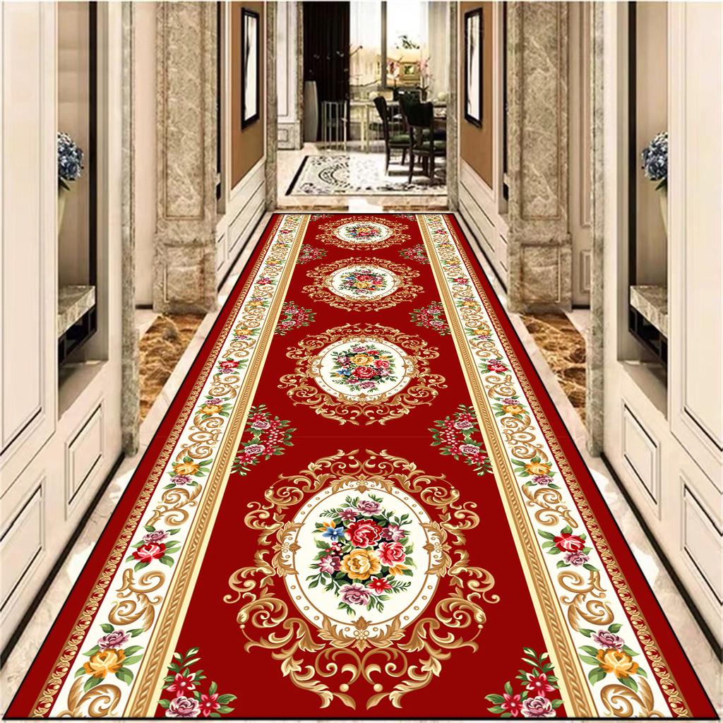 Europäische Dekoration Langer Flurteppich Wunderschöne Flurteppiche Rutschfeste Treppenmatte Heimläufer Gangbodenmatte Anpassbar