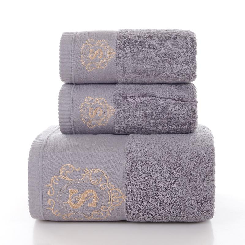 

Хлопковое полотенце банное полотенце, увеличенное полотенце из чистого хлопка с вышивкой, деловое полотенце Bath towel 80 * 160 светло-серый