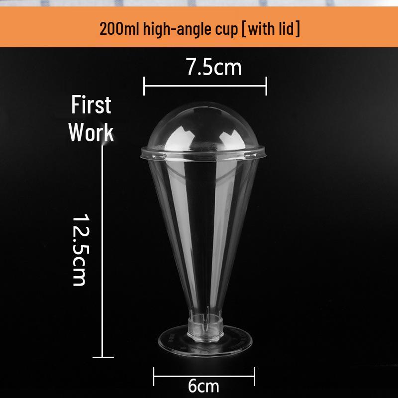 High-Stemmed Disposable Transparent Cup for Desserts, Pudding, Milkshakes, Mousse, Ice Cream, Red Wine, or Champagne.