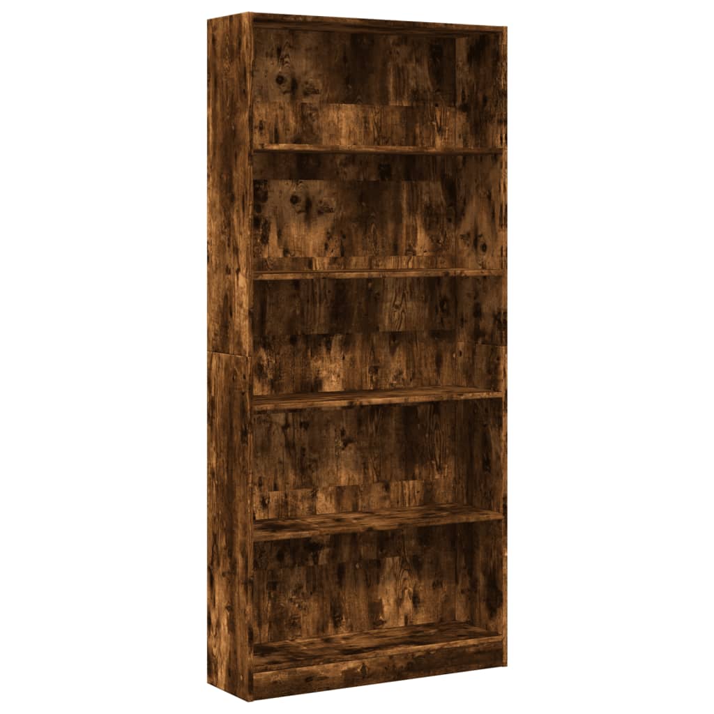 Bookshelf Smoked Oak 80x24x176 cm Engineered Wood