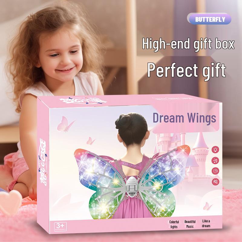 Children's Luminous Angel Feather Wings - Electric Butterfly Back Decoration for Girls' Birthdays