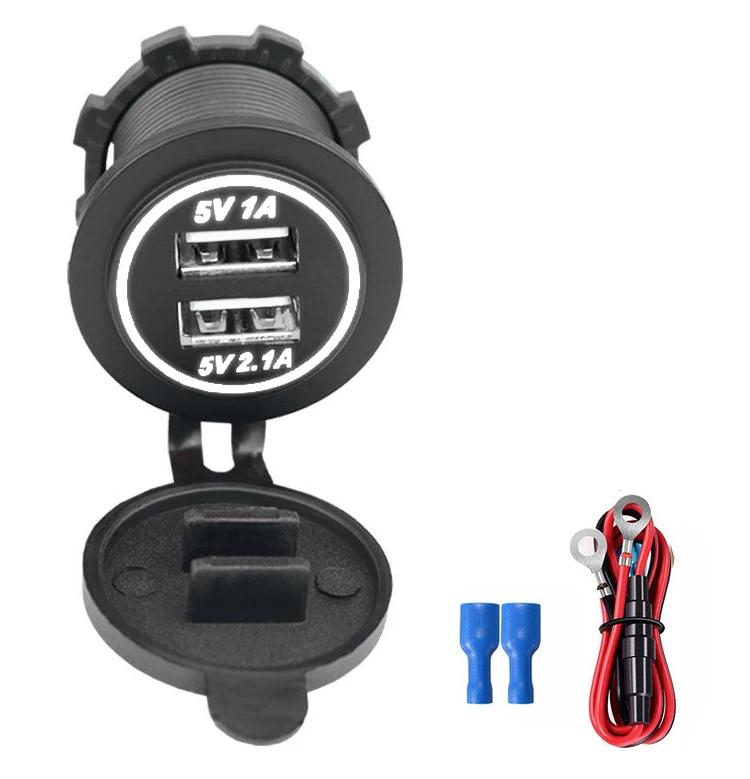 

Универсальное автомобильное зарядное устройство 3.1A, 12 В-24 В постоянного тока, водонепроницаемое зарядное устройство с двумя USB-портами, 2-портовая розетка для смартфона, автомобиля, лодки, морского пехотинца белый