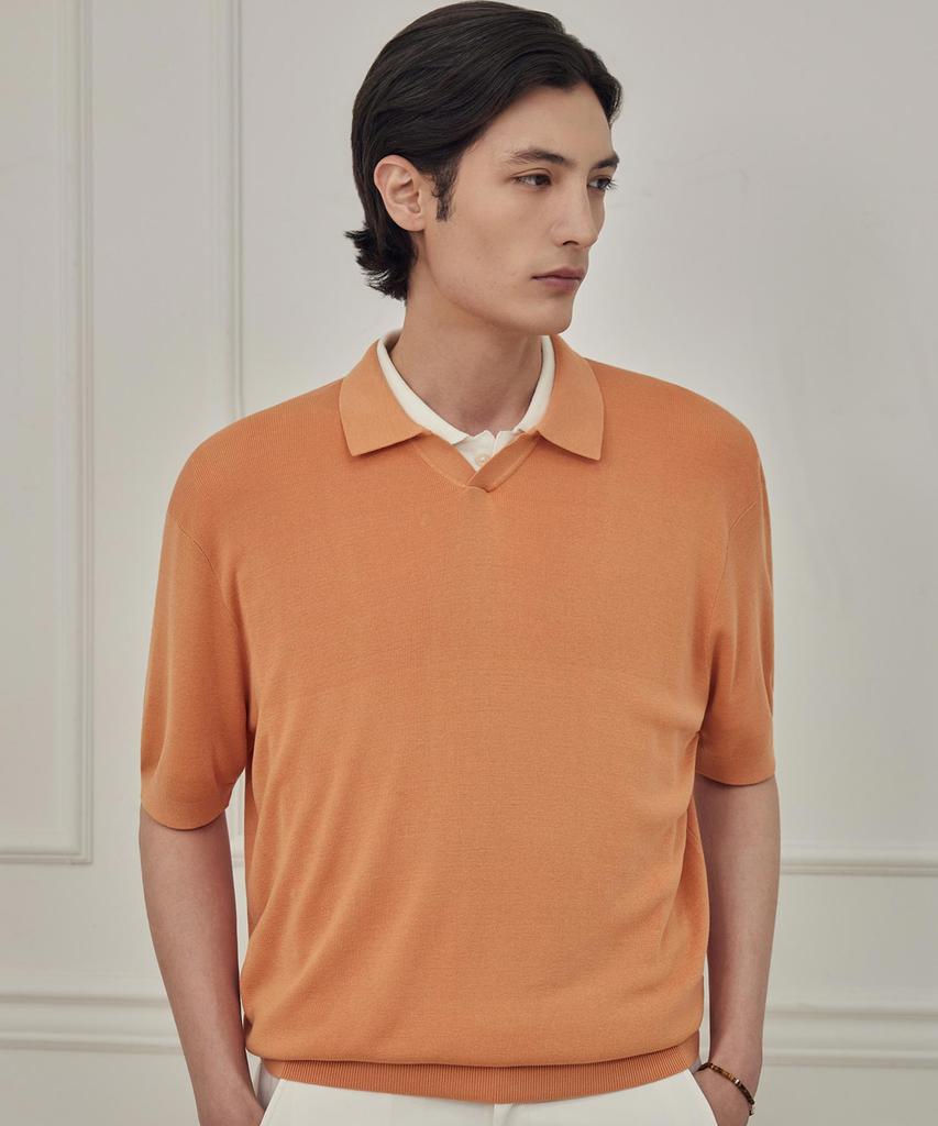THEKNITCOMPANY Reese'S Silk Polo Shirt - Apricot Yellow