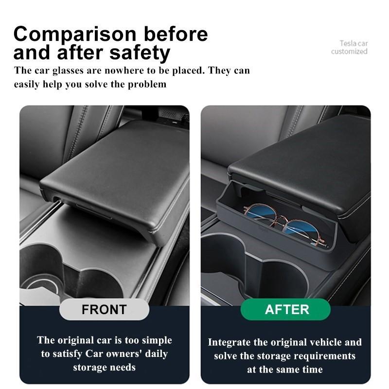For Tesla 2023 Model 3 Model Y Central Control Armrest Glasses Pocket Accessories 2023 Glasses Case Silicon Storage Casket