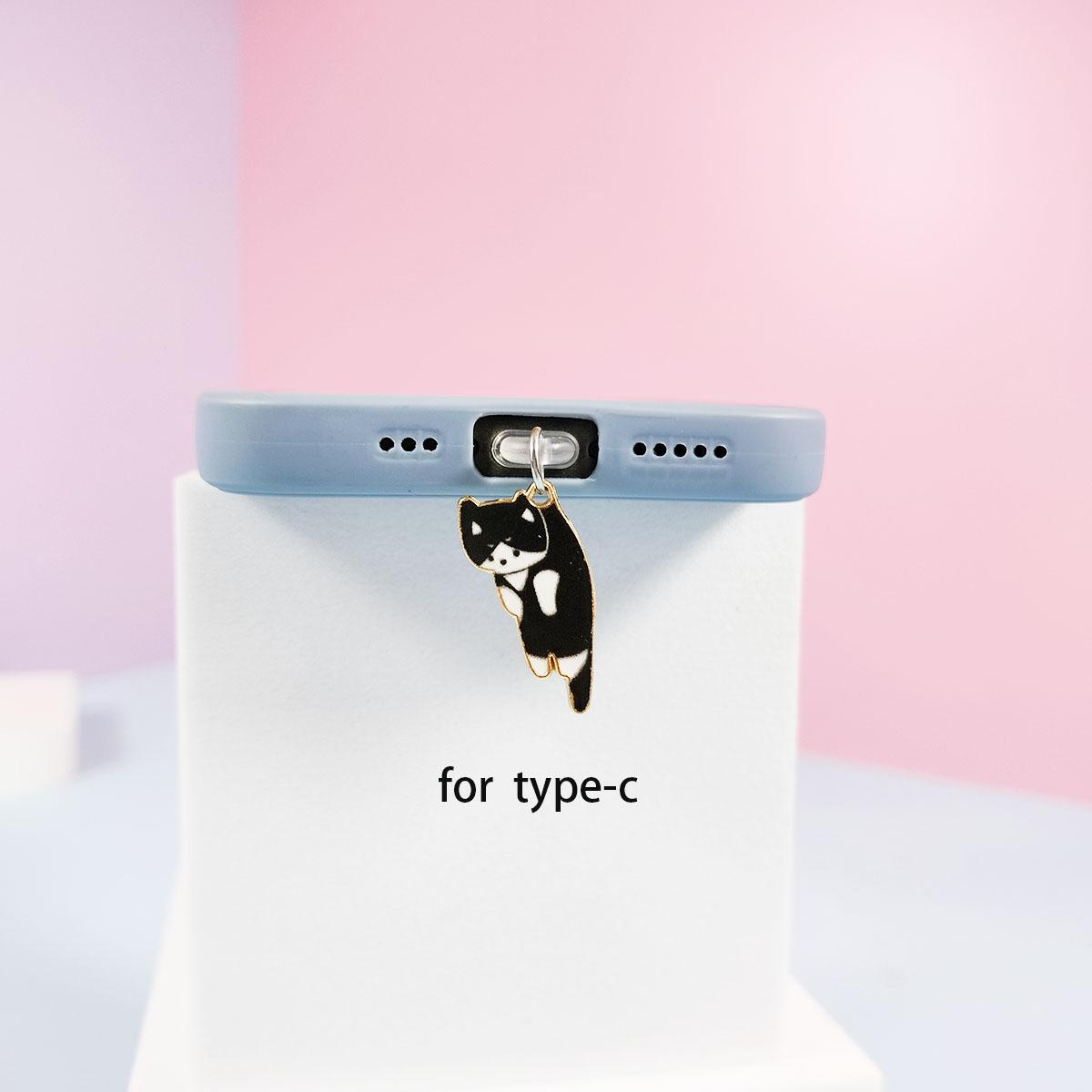 

Заглушка для телефона с кошкой, подходит для iPhone, для интерфейса Samsung Type-C, заглушка для телефона, подвеска, аксессуары, милый кот