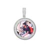 Trendy Hip Hop Round Photo Pendant Necklace with Copper and Zircon Inlays - Customizable