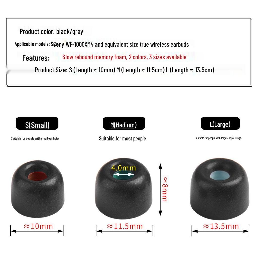 Compatible Memory Foam Covers for Sony WF-1000XM4 & Edifier X3 Earbuds - Noise Cancelling Ear Tips