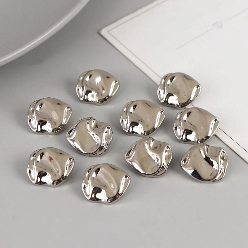

10pcs Irregularly Shaped Buttons Beautiful Gold/Silver Color Metal Shank Buttons Diy Crafts Clothing Sewing Accessories 20mm срібний