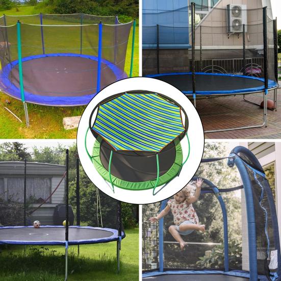 6/8/10/12/14/15/16-Feet Trampoline Sunshade Cover UV Resistant Waterproof Weather-resistant 6-12 Poles Trampoline Canopy Sun Protection Top Cover
