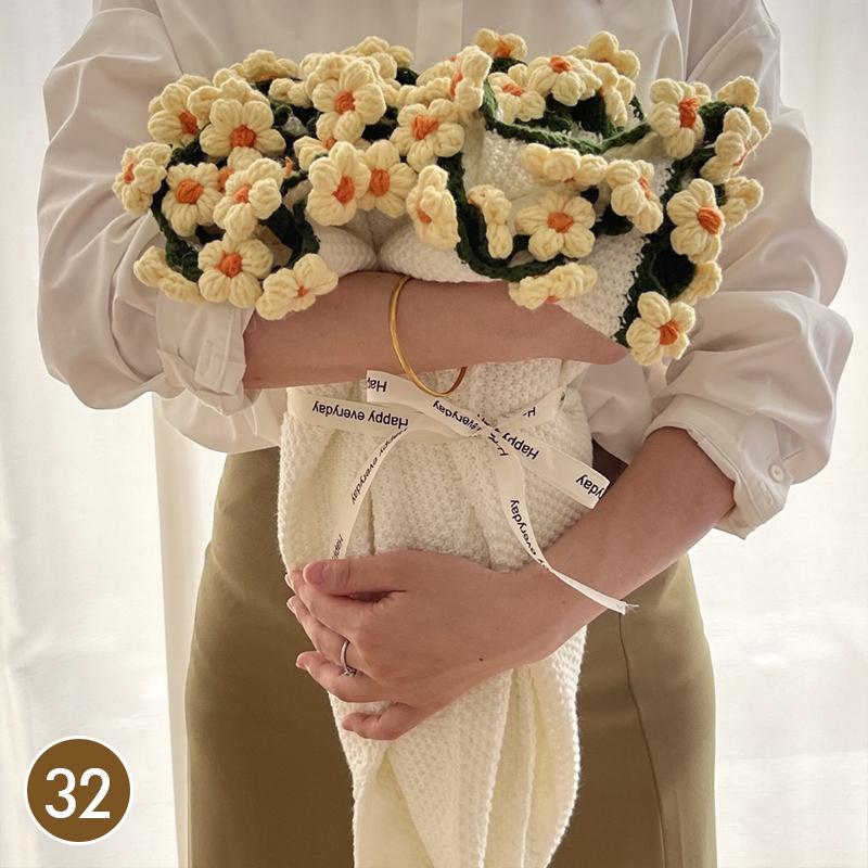 80Cm Finished Crocheted Rose Bouquet Blanket Handmade Knitted Flower Bouquet Blankets Home Decor Bed Sofa Throw Blanket Gift