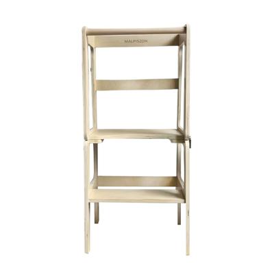 Escalón Plegable para Niños Pequeños, Taburete Ayudante Plegable para Cocina con Barra de Seguridad, Torre de Aprendizaje Plegable 2 en 1 para Niños Pequeños, Madera de Lama