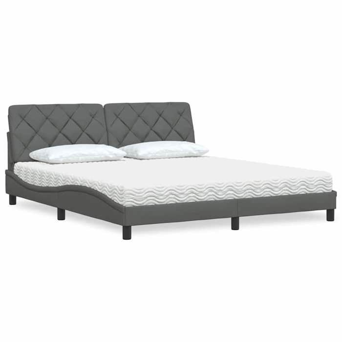 VidaXL Lit avec matelas gris foncé 180x200 cm tissu 3310756