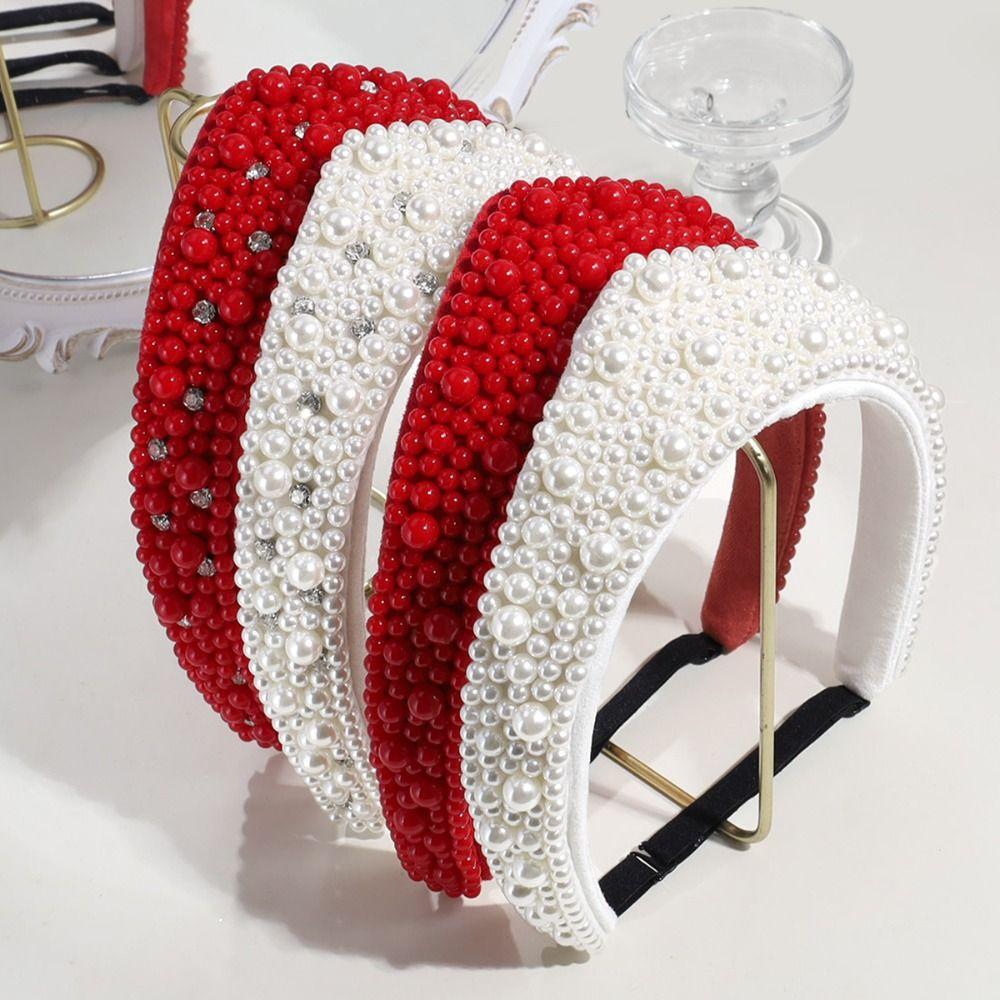 Elegant Velvet Crown Headband Baroque Triangle Sponge Hairband Classical European American Style Pearl Rhinestone Hair Hoop