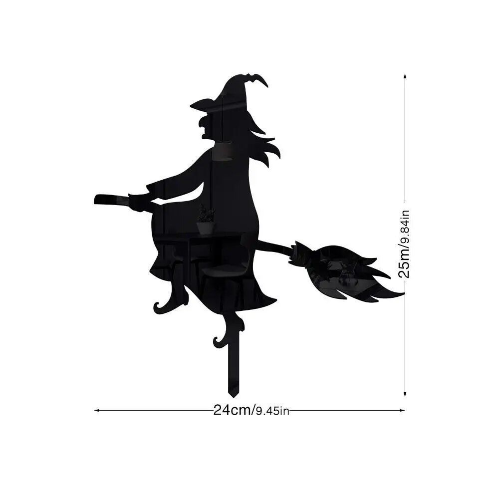 Yard Art Witch Yard Sign Black Witch Silhouette Ornament Creative Witch Garden Stakes Halloween