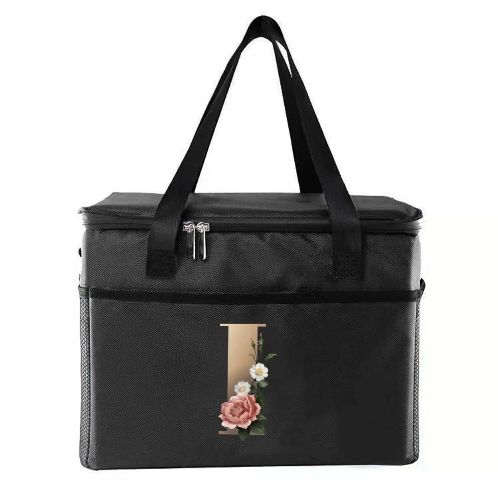 Thermal Bag Portable Lunch Bags Insulated Cooler Bag Food Bento Bags Printing Gold Letter Series Travel Picnic Storage Ice Bags