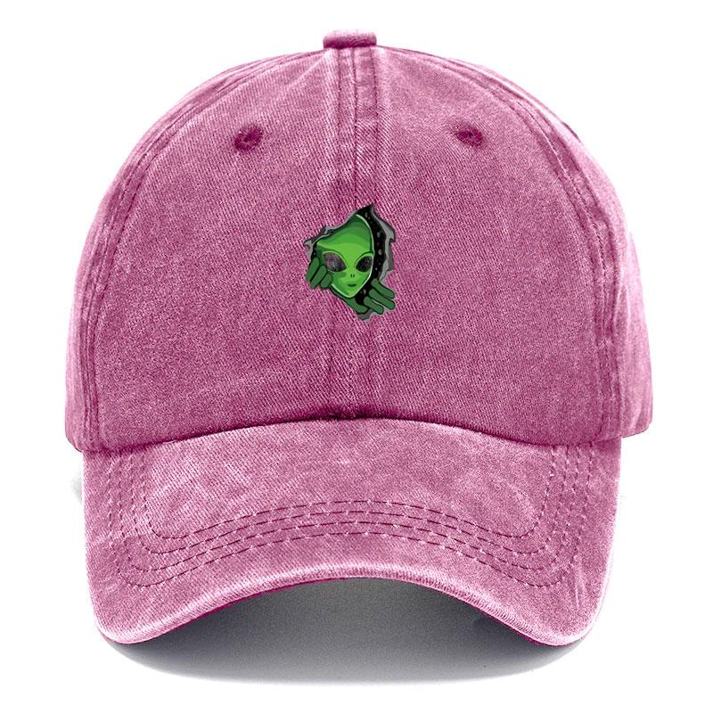 Customize Alien Vintage Washed Cotton Baseball Cap Adjustable Distressed Trucker Hat for Men Women Sci-Fi Streetwear Fashion Cap