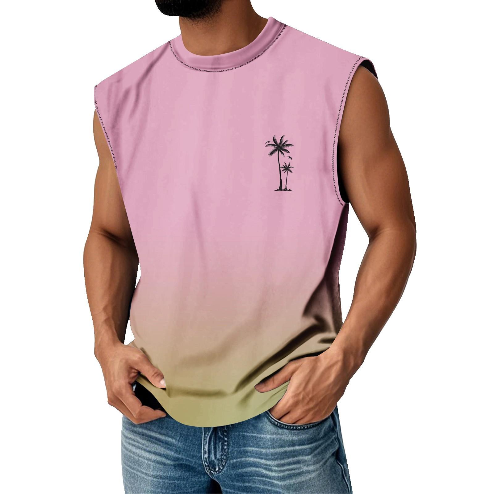 

Men s Summer Print Round Neck Gradient Sports Casual Sleeveless Vest S