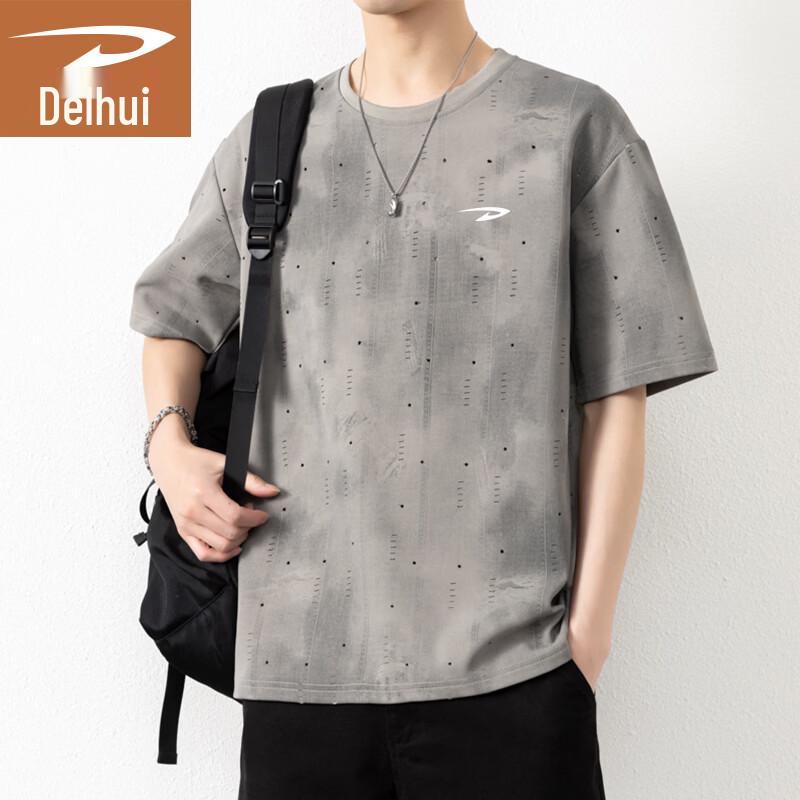 Deerhui Men s Round Neck Lightweight Breathable Casual Sports T-Shirt L