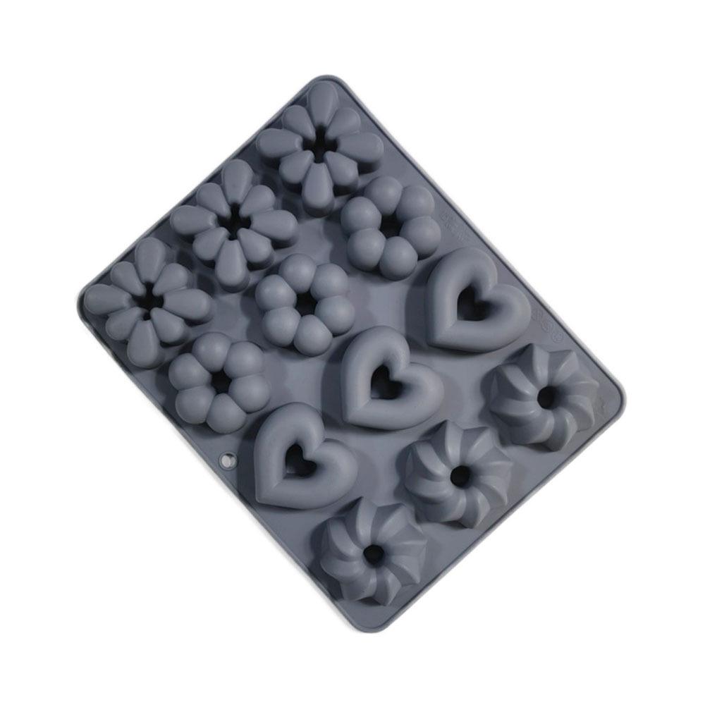 Heart & Flower Silicone 12-Cavity Cookie Mold for Baking