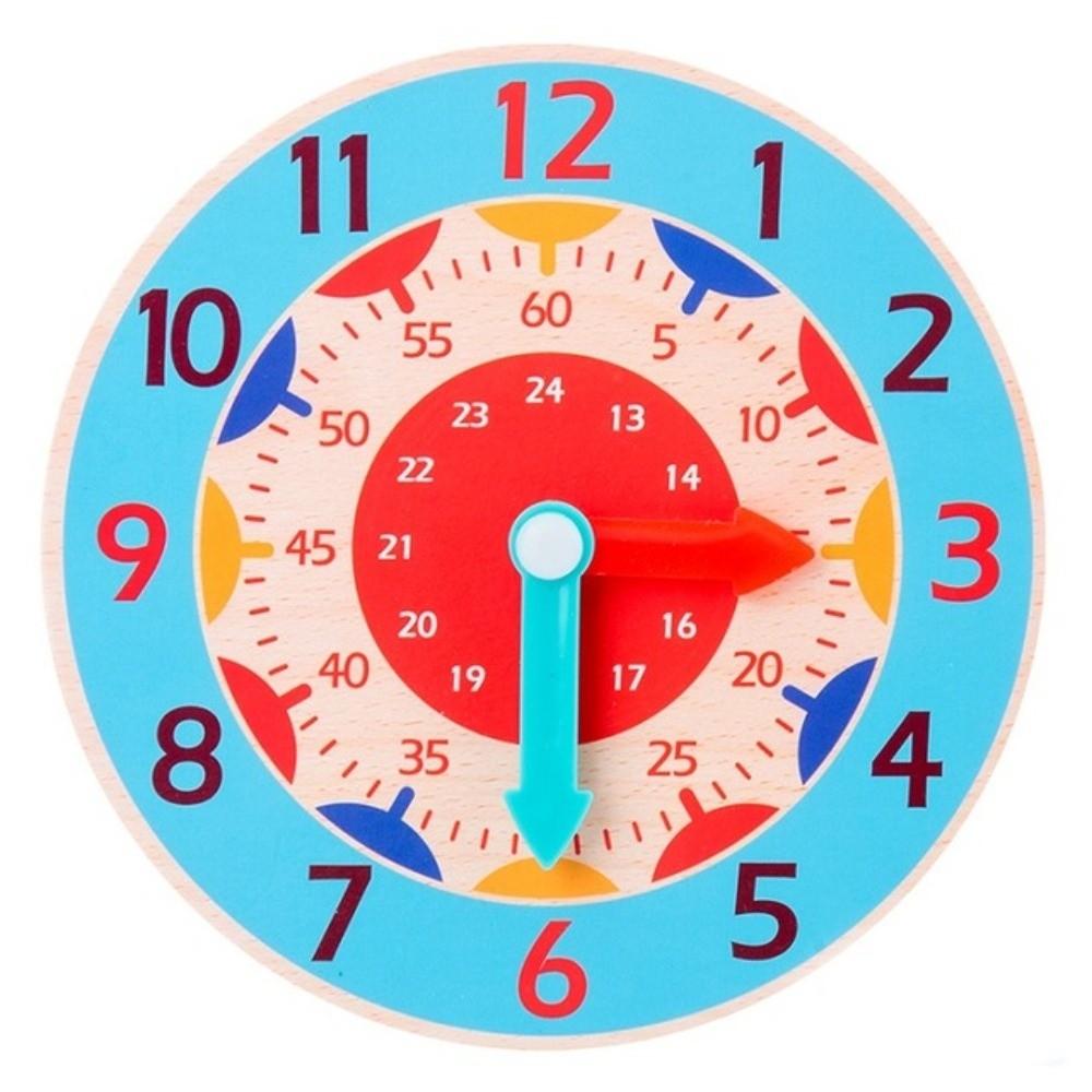 Teaching Aids Learning Clock Hour Minute Second Cognition Wooden Clock Toys Kids Time Enlightenment
