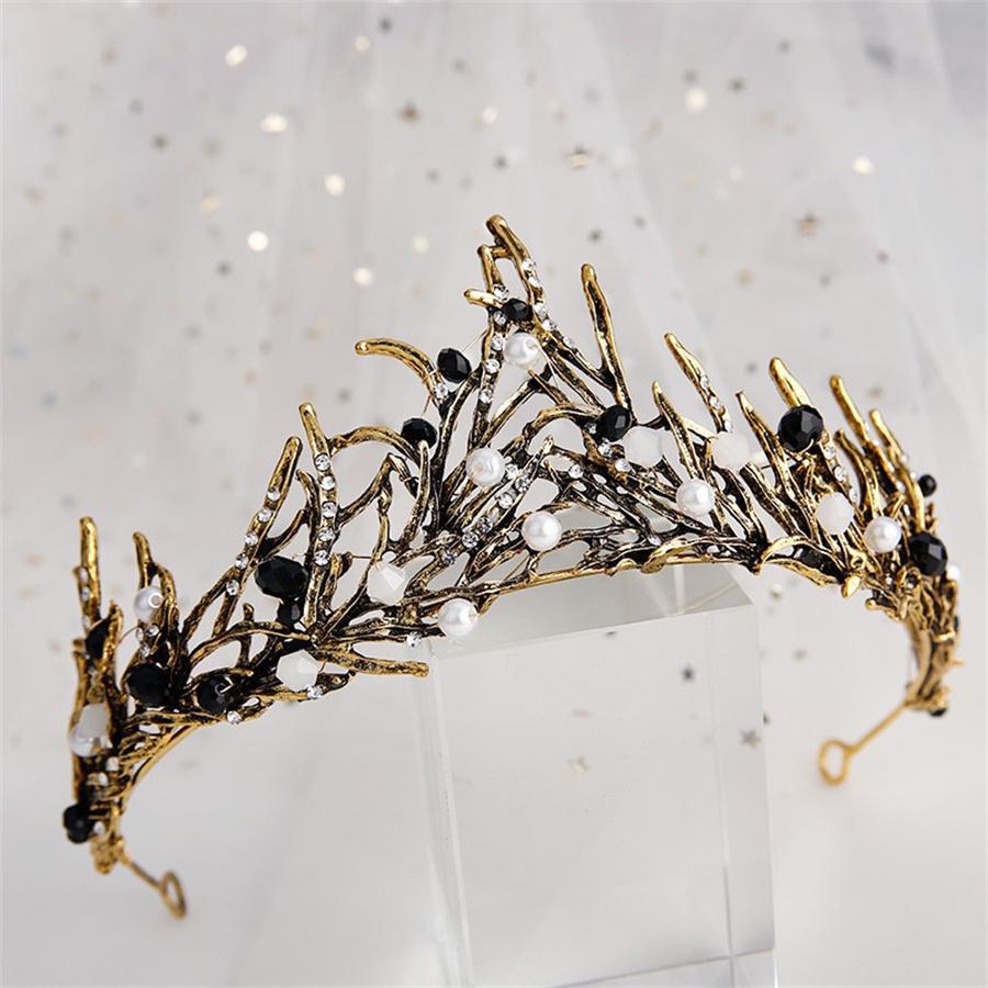 Fashion Elegant Korean Gold Color Crown Hair Accessories Luxury Crystal Tiara For Women Wedding Headdress Bridal Hair Jewelry