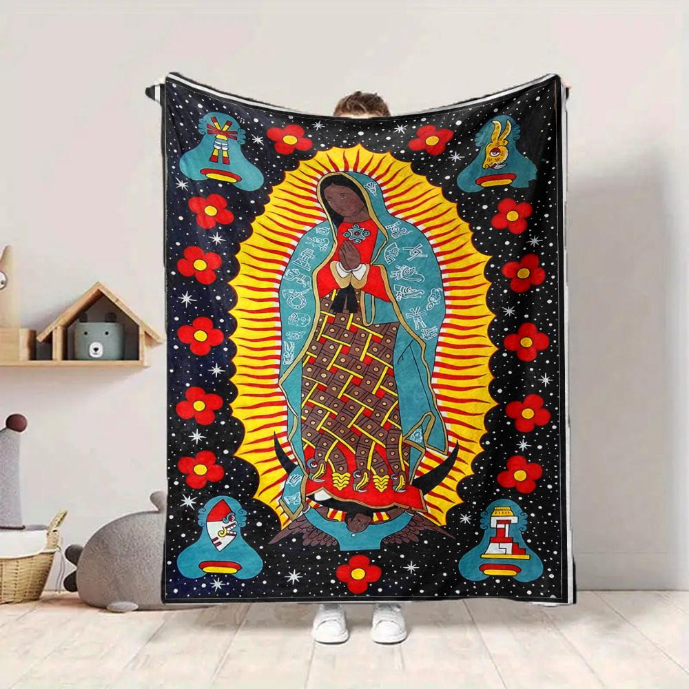 1pc Virgin of Guadalupe Blanket Lightweight Flannel Blanket Throw Blanket For Sofa, Bed, Travel, Camping, Livingroom, Office Yy251015158