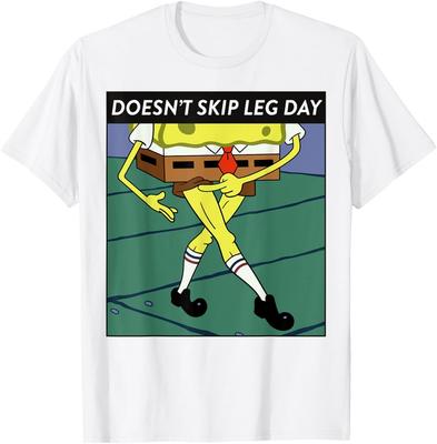 Maglietta Meme di SpongeBob SquarePants Non Salta il Giorno delle Gambe