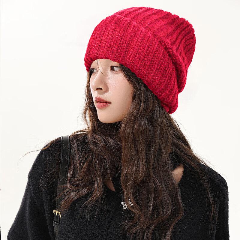 Женская зимняя однотонная вязаная шапка ZHENYUEQI One Size