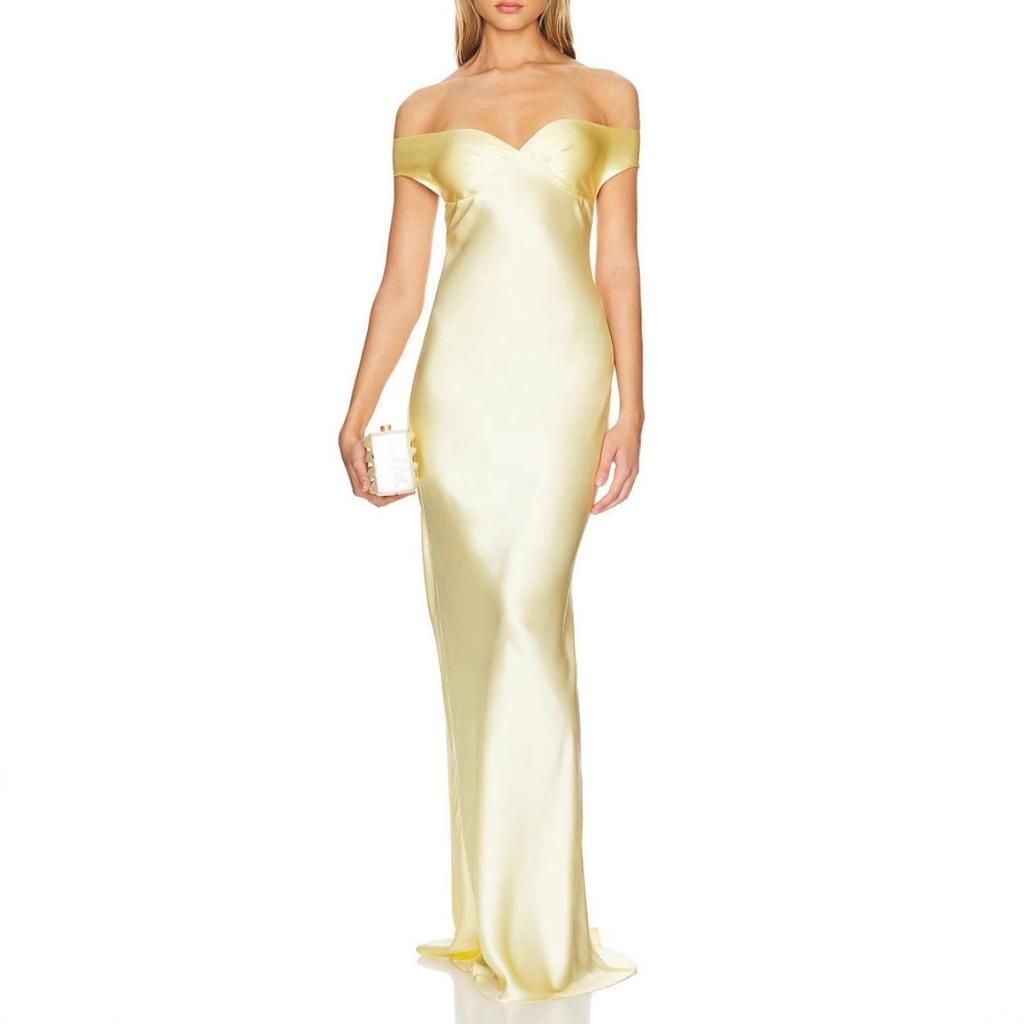 Women's Off Shoulder Satin Mermaid Evening Dress, Elegant Long Formal Gown for Party Prom, European American Style