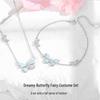 Tichia S925 Sterling Silver Luminous Enamel Butterfly Necklace for Women - Original Design Clavicle Chain