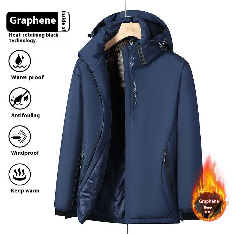 Cozy Up Graphene Jacket Men's Thickened Warm Cotton Jacket Windproof and Waterproof Outdoor Cotton Jacket