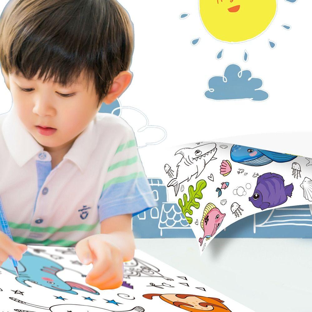 Children'S Drawing Scroll Color Filling Paper Scroll Blank Coloring Pages Children Drawing Roll