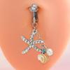 Sea Star Diamond Conch Pendant Navel Ring Clip On Umbilical Navel Fake Pircing Zircon Cartilage Clip On Earring Body Jewelry