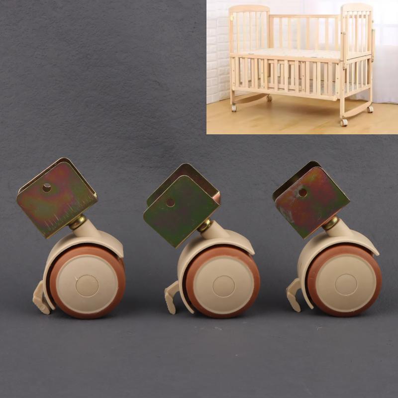 4Pcs Furniture Crib Swivel Casters Cabinet Wheels With Brake Nylon Furniture Support Leg For Chairs Baby Bed Trolley