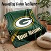 Green Bay Packers Custom Flannel Throw Blanket Print Your Name Text Soft Warm Blanket Holiday Present