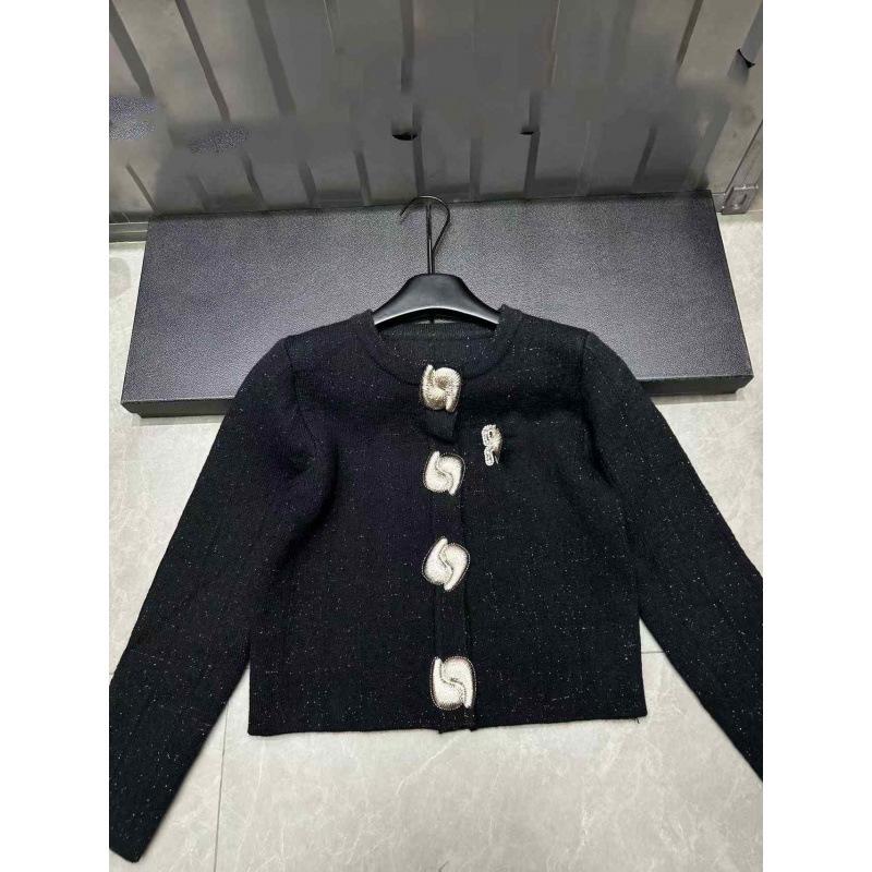 Miu Style 2025 Winter Swirl Buckle Plaid Knit Cardigan - Age-Reducing, Casual, Versatile Outerwear Top