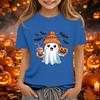 Kids Halloween Printed Short Sleeve T-Shirt Loose Fit Round Neck Casual Tee
