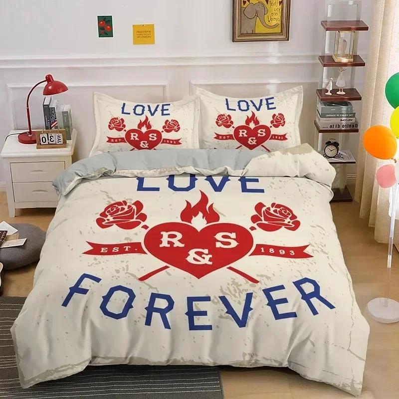 New 3D Love Heart Duvet Cover Valentines Gift Bedding Set for Girls Women Couples Soft Polyester Quilt Cover Home Textile
