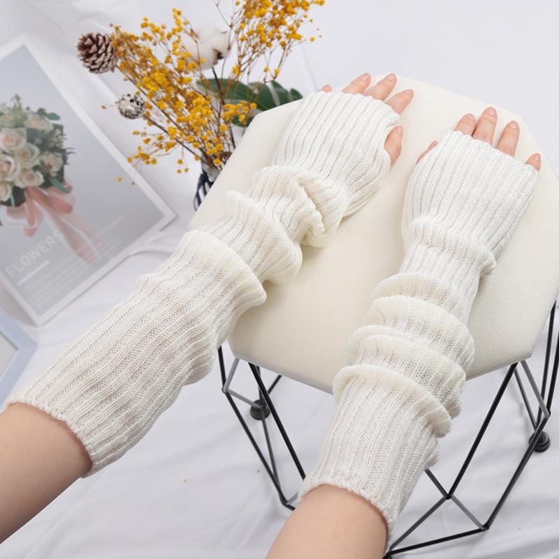 Damen Lange Fingerlose Handschuhe Weicher Damenhandschuh Lolita Kawaii Fäustling Winterwärmer Gestrickte Armmanschette Mädchen Punk Gothic Handschuhe