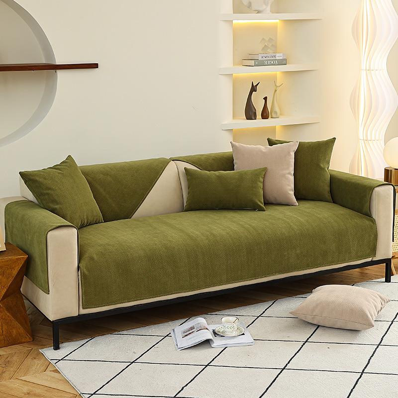 Sofa Cushion Four Seasons Universal Chenille Simple Cover Towel Light Luxury Nordic Matcha Sofa Cover