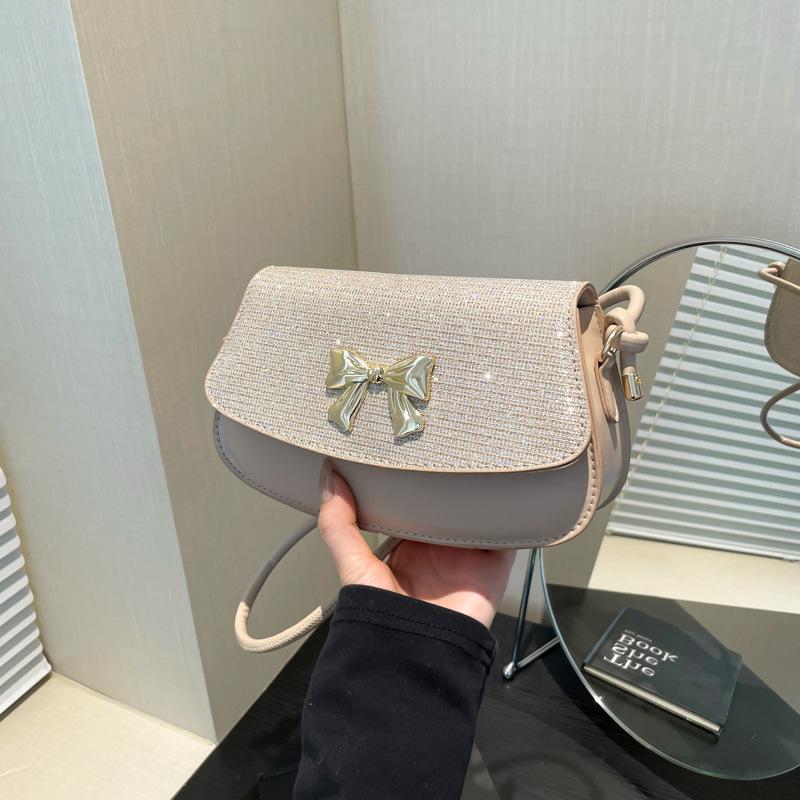 

2025 однотонный летний новый простой модный бант повседневная сумка-мессенджер через плечо под мышкой в французском стиле женская хаки