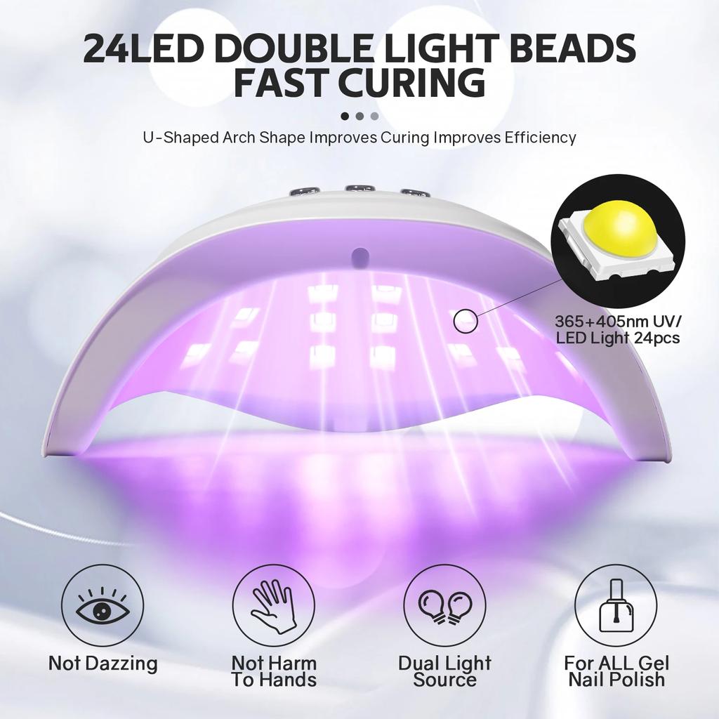 24LEDS LED UV Nail Lamp For Curing All Gel Nail Polish Professional 72W Nail Drying Lamp With Auto Sensor Salon Equipment